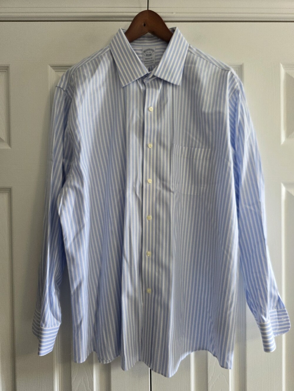 Brooks Brothers Men's Supima Cotton Regular Fit Dress Shirt Blue Size 17-34